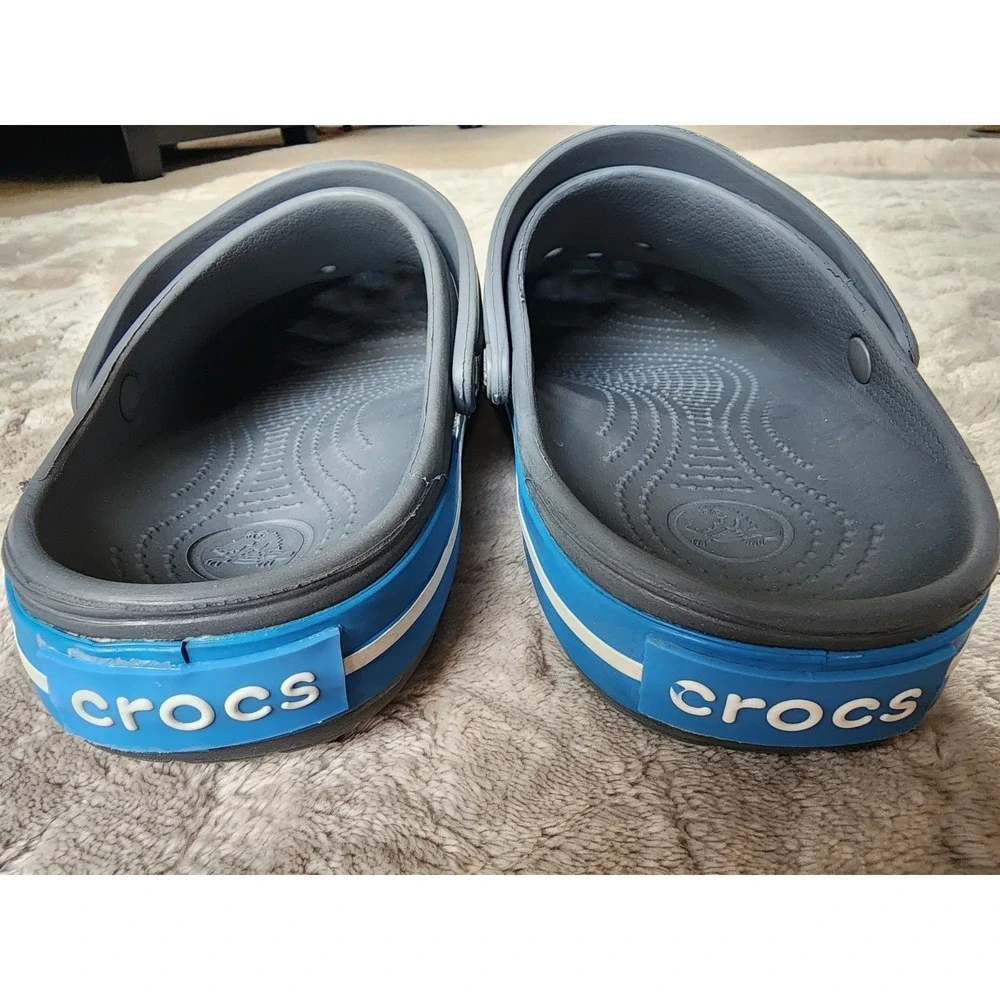 Crocs Crocband Clogs Charcoal Ocean Blue Mens 7 Womens 9 Slip On Sandals